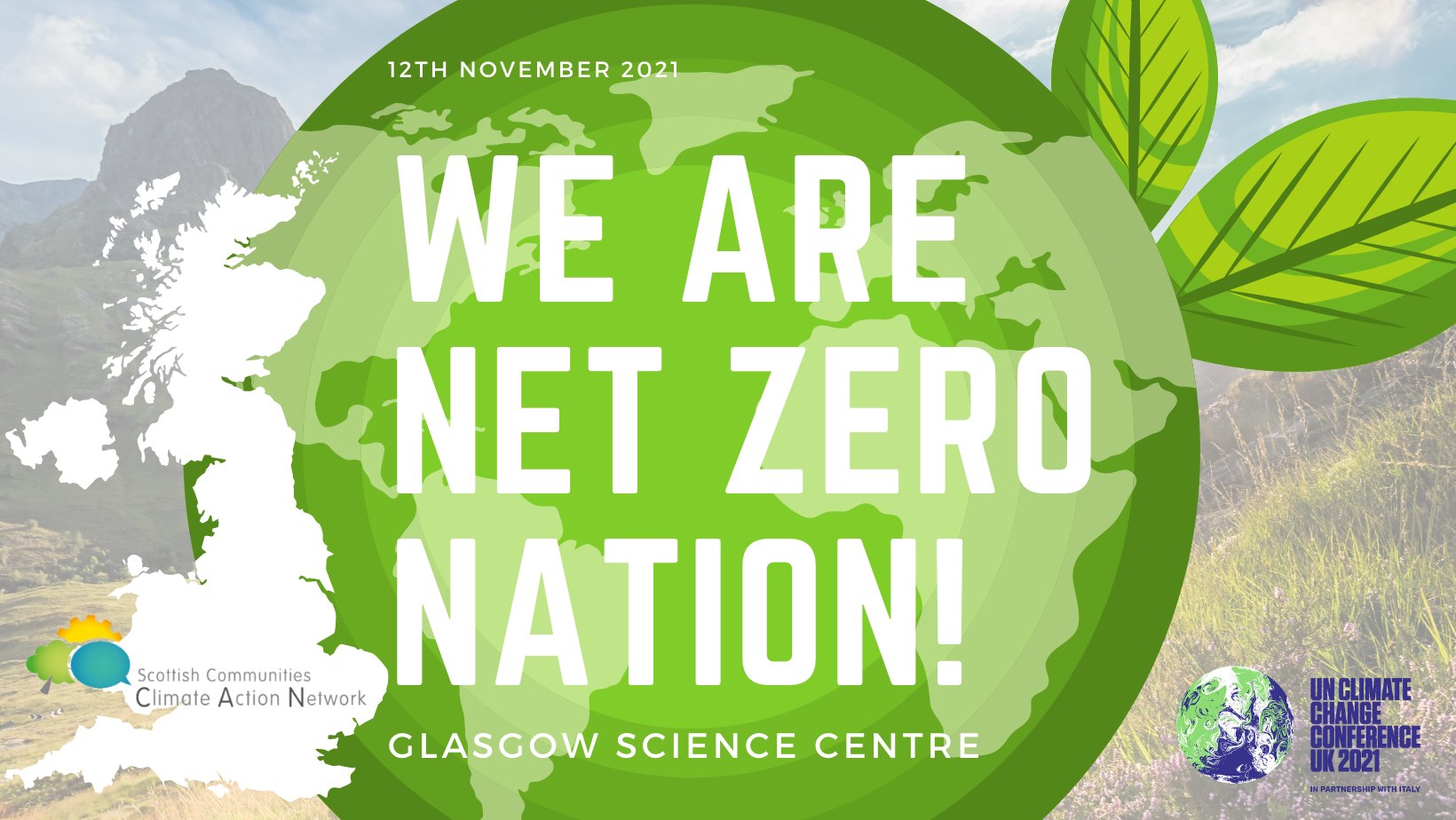 We are Net Zero text written over the top of a green globe