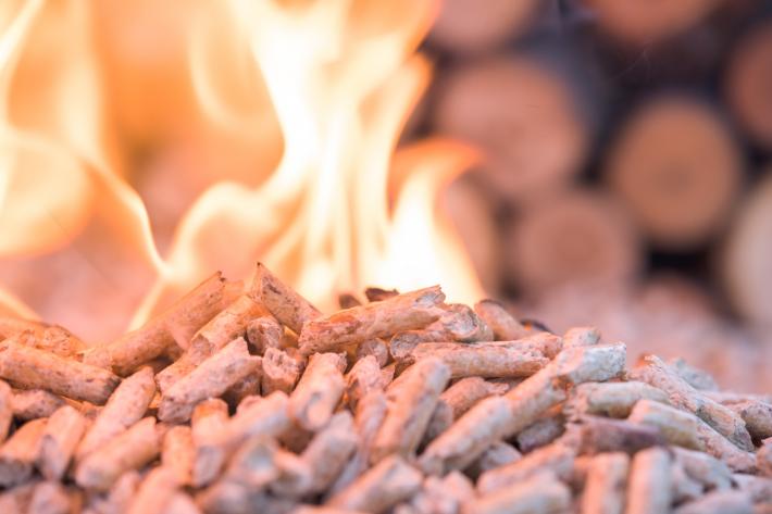 A pile of eco fuel on fire