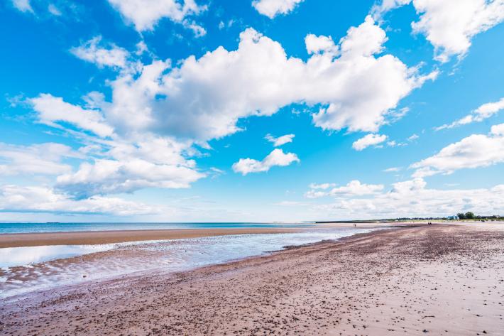 summer beach with blue skies