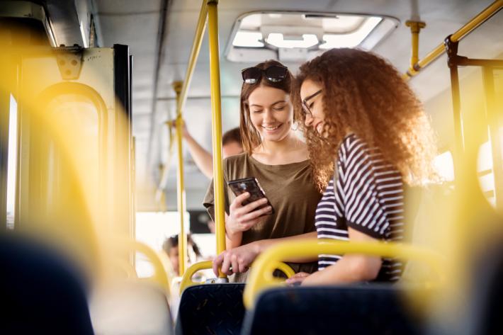 Two women on a bus