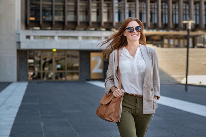 Woman walking to work