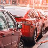 Cars at a charging point 